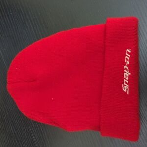 Snap on red winter hat